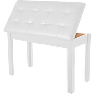 AODSK Piano Bench with Padded Cushion and Storage Compartment for Music Books,Solid Wood Keyboard Bench Duet Piano Bench,White Piano Stool,29.13''x12.99''x18.11 Inches