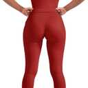 SUUKSESS Women 2 Piece Workout Sets Compression Tummy Control Leggings with Pockets Halter Built in Bra Tank Tops (Medium, Red)