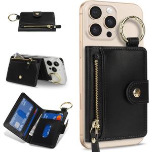 Cavor Compatible with MagSafe Wallet,Magnetic Wallet for iPhone 17/16 Pro Max/15 Pro/14 Plus/13/12 Series,Mag Safe Phone Card Holder with Adjustable Stand Zipper-Black