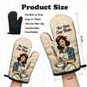 Funny Vintage Lady Cooking and Baking BBQ Kitchen Gadgets with Heat Resistant Silicone Non-Slip, This Bxxch Can Bake Oven Mitts Set of 2, Gifts for Mom Hostess Bake Lover Chef Wife Sister Colleague