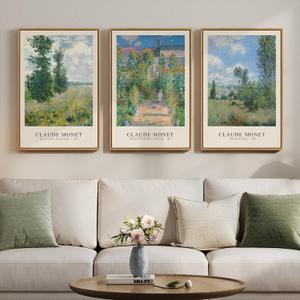 3 Piece Framed Claude Monet Landscape Wall Art for Living Room, 16x24 Inch, 16"W x 24"Hx3Pcs