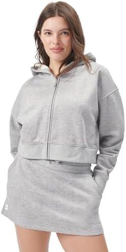 florence by mills Women's Cozy Crush Cropped Zip-up Hoodie, XL, Heather Grey