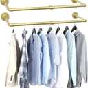 Oroonoko 2 Packs Gold Industrial Pipe Clothes Rack,36 inch Pipe Garment Rack Hanging Rod Bar for Closet Storage,Laundry Room Up to Max Load 135lbs