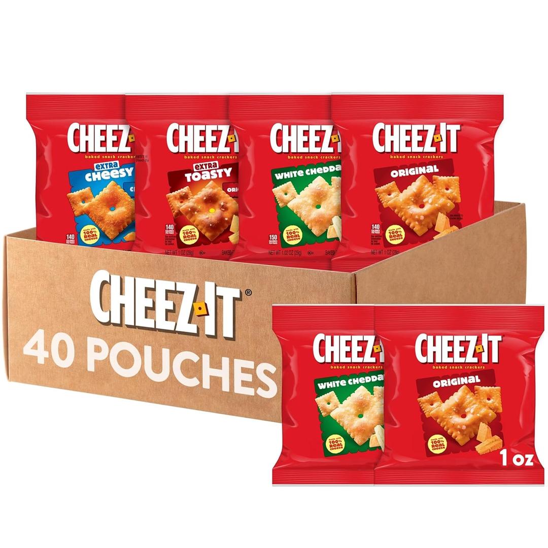 Cheez-It Baked Snack Crackers, Lunch Snacks, Variety Pack (40 Pouches) (BBD DEC 08 2026)