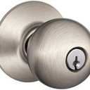 SCHLAGE F51A ORB 619 Orbit Knob Keyed Entry Lock, Satin Nickel
