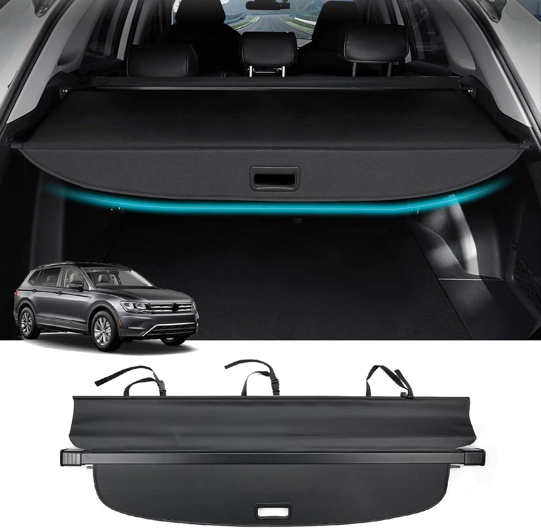 Powerty Cargo Cover for 2018-2024 VW Volkswagen Tiguan Accessories Trunk Cover Retractable Trunk Shielding Shade Cargo Luggage Cover No Gap(NOT for 2025 Volkswagen Tiguan)