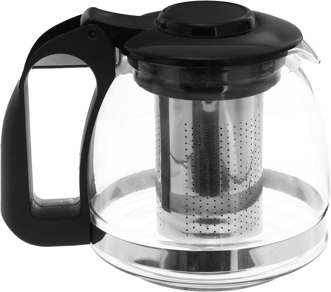 Teapot Portable Stove Chinese Tea Cups Clear Tea Cups Home Glass Teapot Stovetop Tea Kettle Loose Tea Infuser Teapot Tea Pot with Filter Teapot with Infuser Portable Tea Pot (15.5X12X11.5CM, Black)