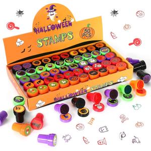 Halloween Stamps for Kids,50 Pcs Halloween Decorations Stamps Goodie Bag Fillers, Party Toys Bulk for Treat Bags Party Favors for Kids, Holiday Supplies Favors for Goody Bag, Candy Bags Classroom Prize