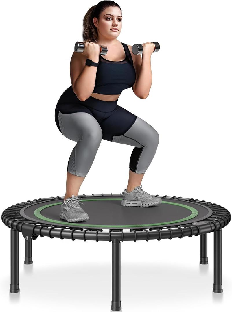 VEVOR Foldable Mini Trampoline, 40 Inch Fitness Rebounder, Max Load 330 lbs Exercise Trampoline, Stable & Quiet Indoor/Outdoor Workout, Adults
