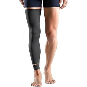 Copper-Infused Leg Compression Sleeve Ultra Breathable Full Leg Compression Sleeve for Pain Relief, Arthritis, Muscle Recovery, Swelling, Inflammation, Leg Sleeve for Thigh, Calf, Knee, Men & Women (Black, Large)