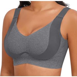 Xcutting Womens Seamless Wireless Supportive Bras Push Up Comfort Soft No Underwire Full Coverage T-Shirt Bra Plus Size (4X-Large, A01-vg Black)