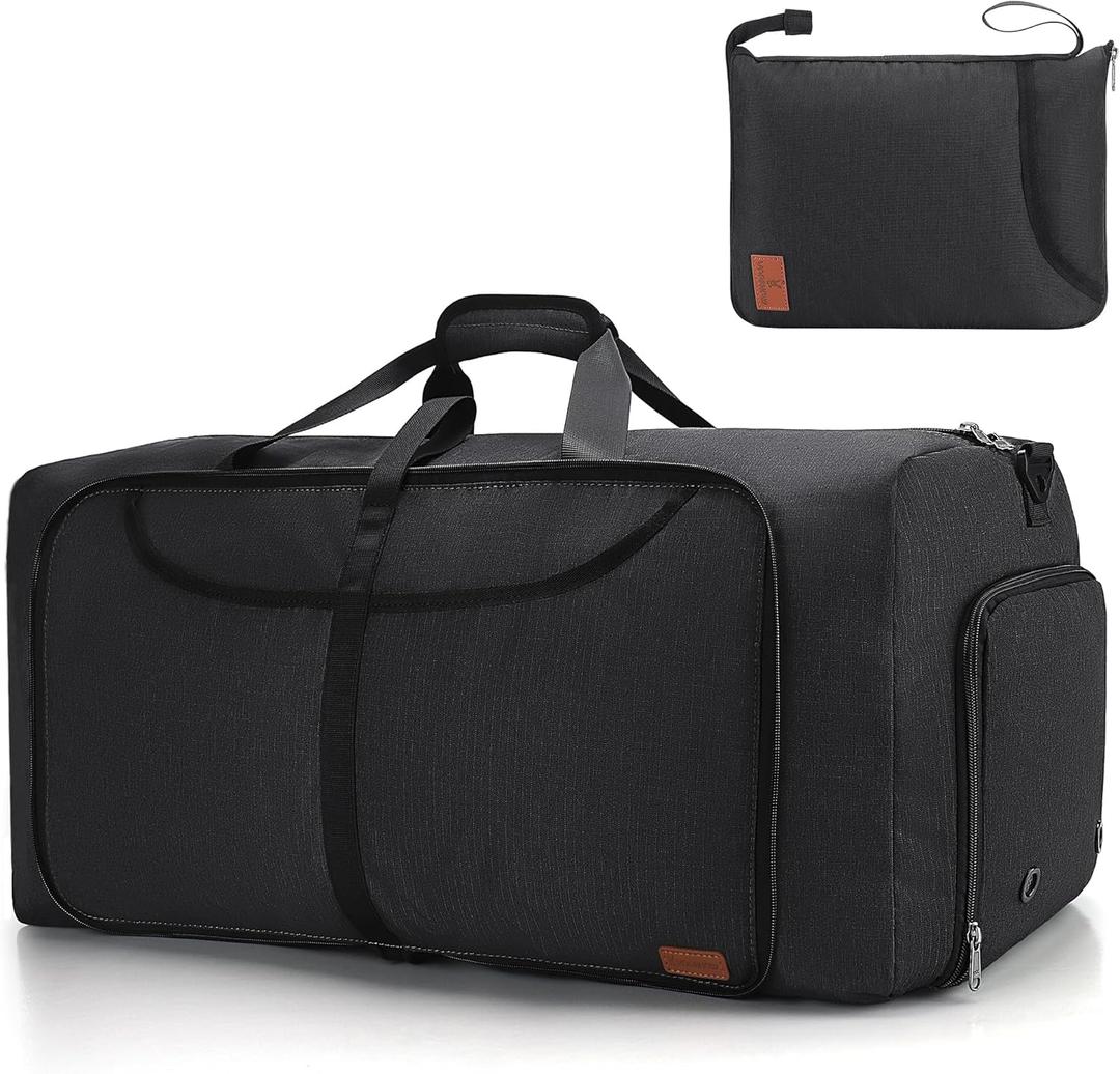 150L Large Waterproof Bag for Men Travel, Extra Large Trave Duffle Bag with Shoe Compartment for Men Women, Foldable Duffle Bag for Traveling, Gym Bag, Water Resistant & Tear-Resistant, Black