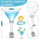50 Sets Plastic Martini Glasses - 5 oz Disposable Cocktail Glasses with Stem, Disposable Tall Martini Glasses for Christmas New Year Party, Wedding, Wine, Margarita, Desserts, Ice Cream, Unbreakable