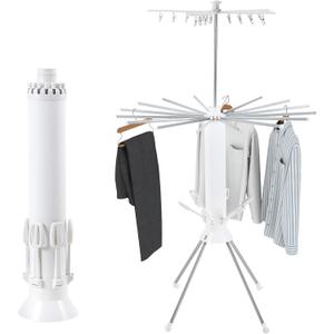 3 Tier Portable Clothes Drying Rackwith 4 Pulleys,Indoor and Outdoor Collapsible Rack Clothing with Shoe Drying Rack for Space Saving