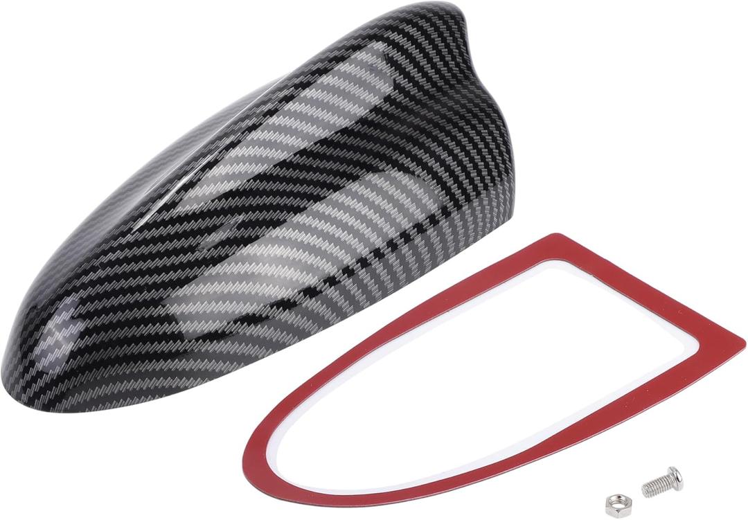 Shark Fin Antenna Cover, AM/FM Signal Roof Aerial Universal for Car Auto SUV Truck ABS Material with Adhesive Base Carbon Fiber Pattern Black