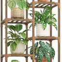 Bamworld Plant Stand Indoor Outdoor 11 Tire Tall Large Wood Plant Shelf Multi Tier Flower Stands Garden Shelves Wooden Plant Display Holder Rack for Living Room Corner