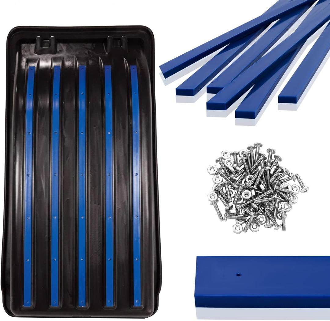 Blulu 6 PC Snow Sled Runner Kit, Ice Fishing Sled with 48 Set Screws & Nuts for Extends The Life, Wear Bar Kit for Winter Sports Outdoor Reduce Friction and Drag (55 x 1.12 x 0.62 inch, Blue)