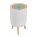 Automatic Bathroom Small Trash Can with Lid, 2.38 Gal Smart Motion Sensor Wastebasket, Waterproof Garbage Can with Legs and Wood Grain Top for Kitchen,Bedroom,Office,Desk, Living Room, RV