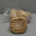 Taiyin 3 Pack Rattan Flower Girl Basket Small Half Moon Straw Wicker Basket with Handle Ideal for Wedding Flower Girl,Picnic,Garden Storage and Home Decor (Nature)