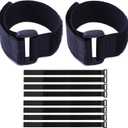 Fastening Hook and Loop Cable Straps,10Pack Black Self-Adhesive Cable Ties,Nylon Securing Straps with Buckles,Adjustable and Reusable Cinch Straps for Cords Organized and Tidy(1" x 24")