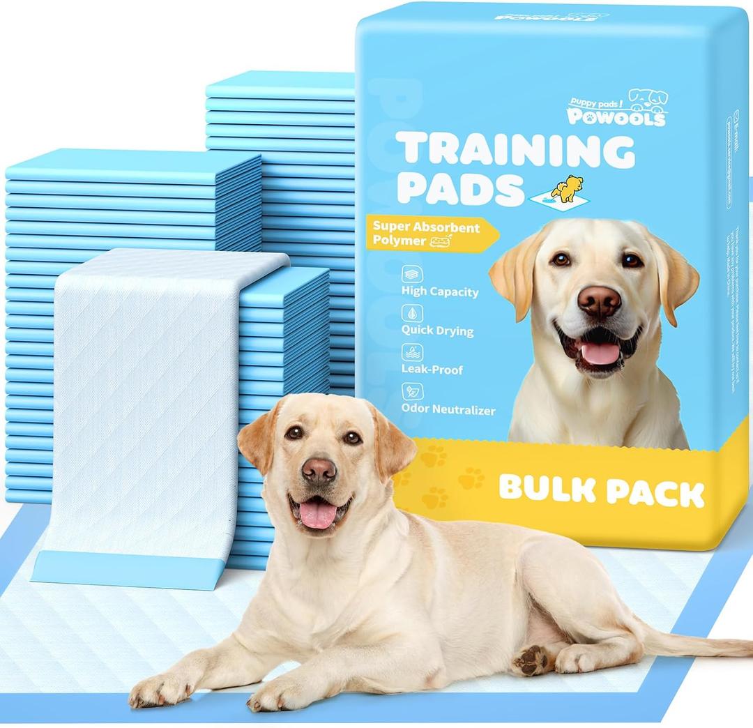 Powools 100-Pack X-Large Puppy Pads - 34'' x 28'' Pee Pads for Dogs Potty Training with Leak-Proof Quick-Dry Design, 6-Layer Wee Wee Pads for Dogs, Blue
