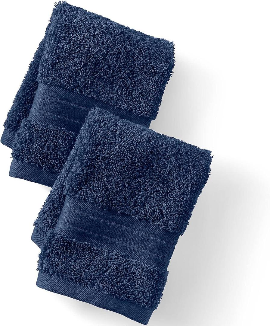 Lands' End Supima Towel Deep Sea Navy Washcloth Set