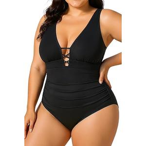 Yonique Women Plus Size One Piece Swimsuit Tummy Control Bathing Suits Lace up Plunge Swimwear, XL Yonique Women Plus Size One Piece Swimsuit Tummy Control Bathing Suits Lace up Plunge Swimwear, XL