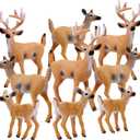 RESTCLOUD Deer Figurines Cake Toppers, Deer Toys Figure, Small Woodland Animals Set of 9