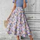 Dokotoo Women's Summer 2025 Maxi Dress Ruffle Short Sleeve Casual Floral Print Long Flowy Dresses (XL)