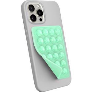 2 x Suction Phone Case Mount, Sillicon Adhesive Phone Accessory for iPhone and Android, Hands-Free Fidget Toy Mirror Shower Phone Holder, Tiktok Videos and Selfies (Mint)