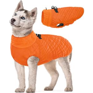 Kuoser Dog Coat, Winter Coats for Small Dogs, Dog Cold Weather Coats Doggie Jacket, Pet Snow Jacket for Frech Bulldog, Boston Terrier, Orange M (M (Chest Girth: 20.9''))