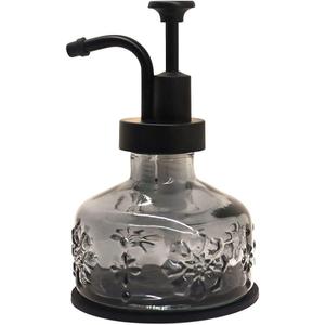 Glass Soap Dispenser for Kitchen and Bathroom Countertop, Smooth Action Pump Refillable Wash Hand Liquid, Dish Detergent, Farmhouse Style with Cylindrical Shape Shampoo Lotion Pump
