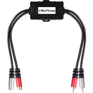 Pro RCA 2 Channels Ground Loop Isolator Hotswap Design with Nylon Braided Cord Car and Home Theater Using Noise Filter with Durable ABS Box (SIM-2CH-RCA01A)