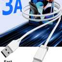 3 x StayCable 5FT USB A to USB C Cable with Built-in Magnetic Holder for Nightstand, Desk and Car, 3A Fast Charging Anti-Fall Cord with 2 Adhesive Metal Plates, Braid Type-C Data Cable for iPhone 17 (White)