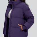 MAGCOMSEN Women's Winter Down Puffer Jackets Stand Collar Zip Up Water Resistant Warm Padded Quilted Coat with Pockets (Purple, S)