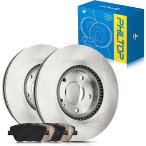 PHILTOP 31427+D1444 Front Disc Brake Rotor and Ceramic Brake Pad Set Kit For Hyundai 2011-2015 Sonata, Kia 2011-2016 Optima, brake pads and rotors kit, 6pcs
