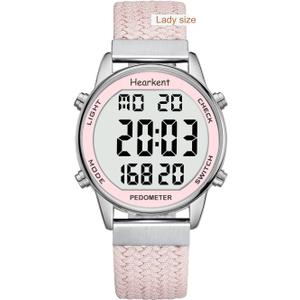 Women Pedometer Watch for Walking Steps and Miles-Step Counter for Calories,30M Waterproof-EL Backlight-Countdown-Stopwatch-No App Step Tracker for Adults Seniors (Pink)