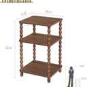 Small Side Table, Walnut End Table Living Room with 3-Tier Shelf, 11.8" x 13.4" x 22.6"