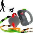 WIGZI - 2025 Enhanced Edition - Dual (2) Dog Retractable Leash, Auto-Untangles, Supports Up To 50lb Dogs, 10ft Distance Each Dog, Color-Coded Control, Reflective Leads, Waterproof, Gray Color