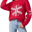 Dokotoo Sweaters for Women Casual Crewneck Long Sleeve Floral Print Cable Knit Pullover Sweater Tops 2XL