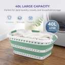 Laundry 360 Collapsible Laundry Basket | Portable | Space Saver Storage | Hold 2 Loads | Store Under the Bed or Closet | Good for Kids | Dorm | Bedroom | Large | White/Sage