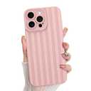 KANGHAR Compatible with iPhone 15 Pro Case, Silicone Striped Cute Pattern, Camera Protection Soft Slim Phone Case for Girls Women -Soft Pink