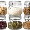 6 Pack 17oz Food Storage Jars with Airtight Lids, Preserving Seal Wire Clip Fastening Glass Containers, Canisters for Kitchen Organization, Flour, Cereal, Pasta, Sugar, Beans, Pickling Jars (17 Oz*6)