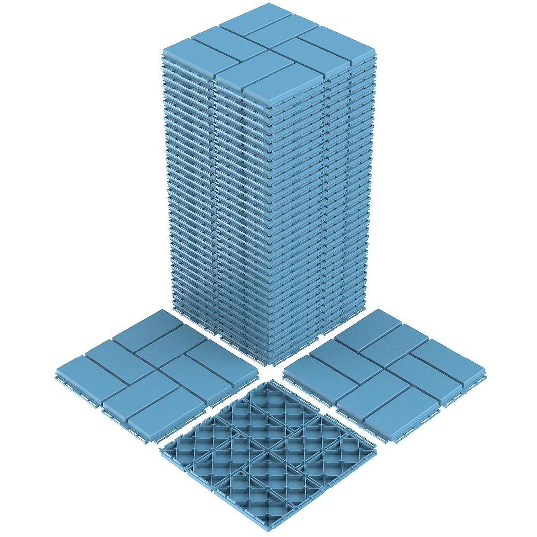 Goovilla Plastic Interlocking Deck Tiles, 36 Pack Outdoor Patio Flooring, 12"x12" Interlocking Decking Tile Outdoor All Weather Use, Waterproof Patio Pavers for Pool Balcony Backyard Porch, Blue
