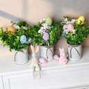 Spring Easter Table Decorations Centerpieces Set of 6 Pre-Made Eggs Tabletop Arrangements with Rustic Metal Vase for Farmhouse Dining Room Home Kitchen Indoor Party Office Decor
