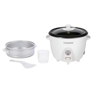 CUCKOO One Touch Rice Cooker 12-Cup Cooked, Small Rice Cooker & Warmer with Steamer Tray, Versatile Grain Cooker, Soup Maker, Auto Keep Warm, 6-Cup Uncooked, White (CR-0601C)