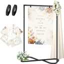 Wedding Welcome Sign Stand, Adjustable Welcome to Our Wedding Poster Holder with Hanging Straps, Sign Rack, Heavy Duty Easel Stand for Sign, Wedding Seating Chart Stand, Easel for Display, Black