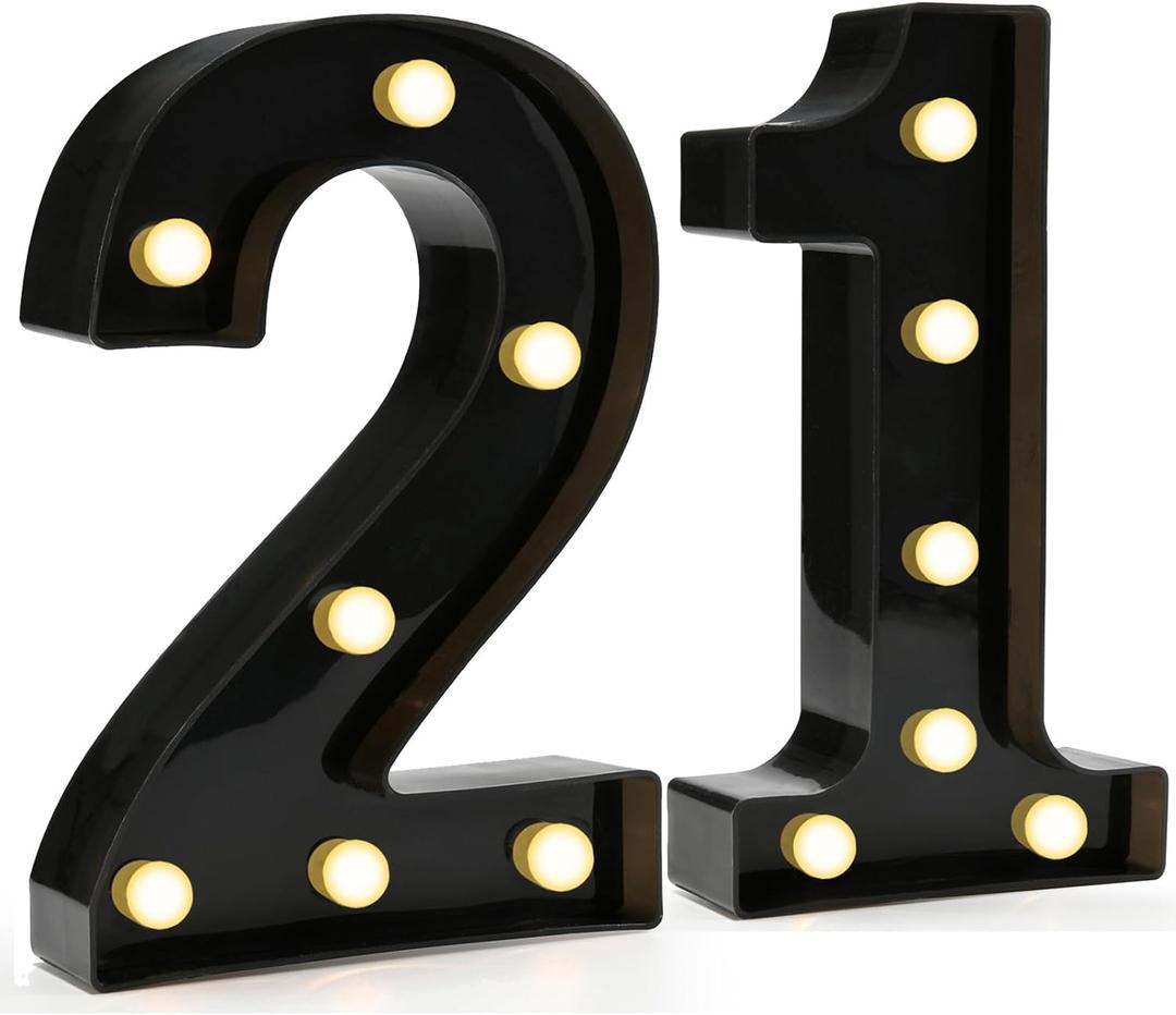 Pooqla 21st Birthday Decorations for Her Him, Light Up Number 21 for Party Table Decorations, 21st Birthday Gift for Women Men, Backdrop Wall Decor for 21st Wedding Anniversary Decoration (8.86 in)