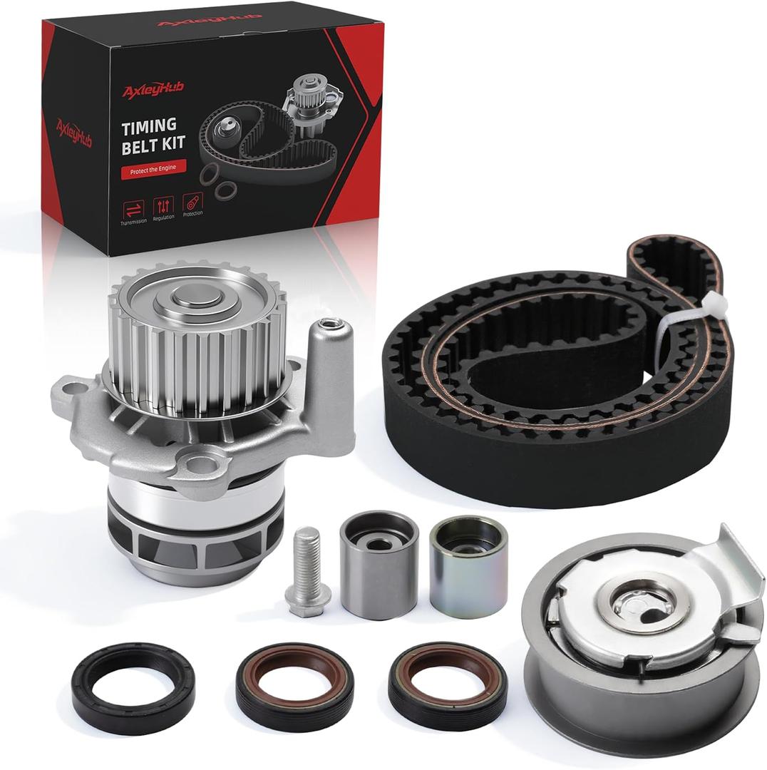 Engine Timing Belt Kit with Water Pump for Audi A3 A4 TT, for VW Eos GTI Jetta Passat, 2005-2009, 2.0T, Replace OE TCK334, TS26334, TB334K1
