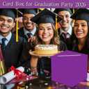 6 x Purple and Gold Graduation Card Box for Class of 2026, Congrats Grad Card Box for Graduation Party Supplies Party Favors